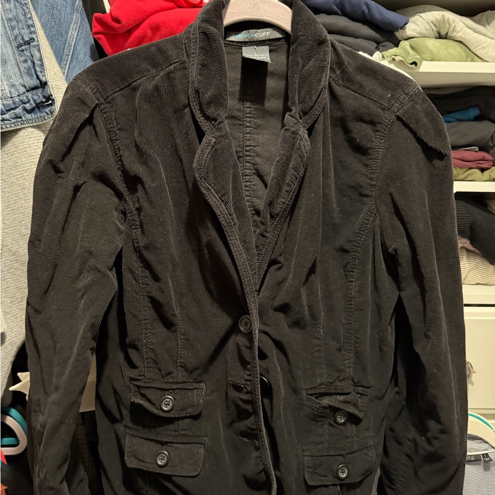 French Cuff Black Corduroy Jacket